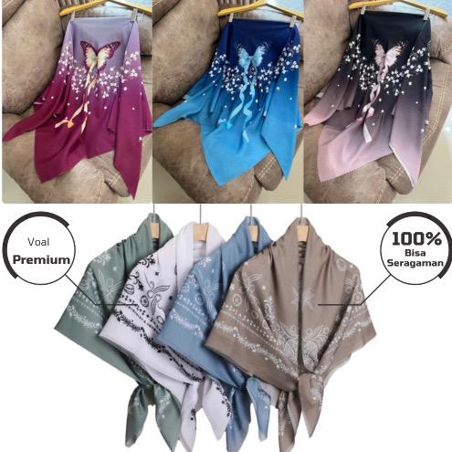 Hijab Segi Empat Motif Premium – Bahan Voal Super Halus & Adem | Best Seller!